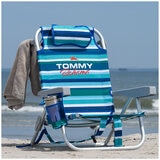 Tommy Bahama 5 position Aluminum Backpack Beach Chair 2 Pack Blue & Green Strip