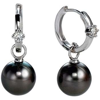 18KT White Gold Tahitian Pearl And Diamond Earrings