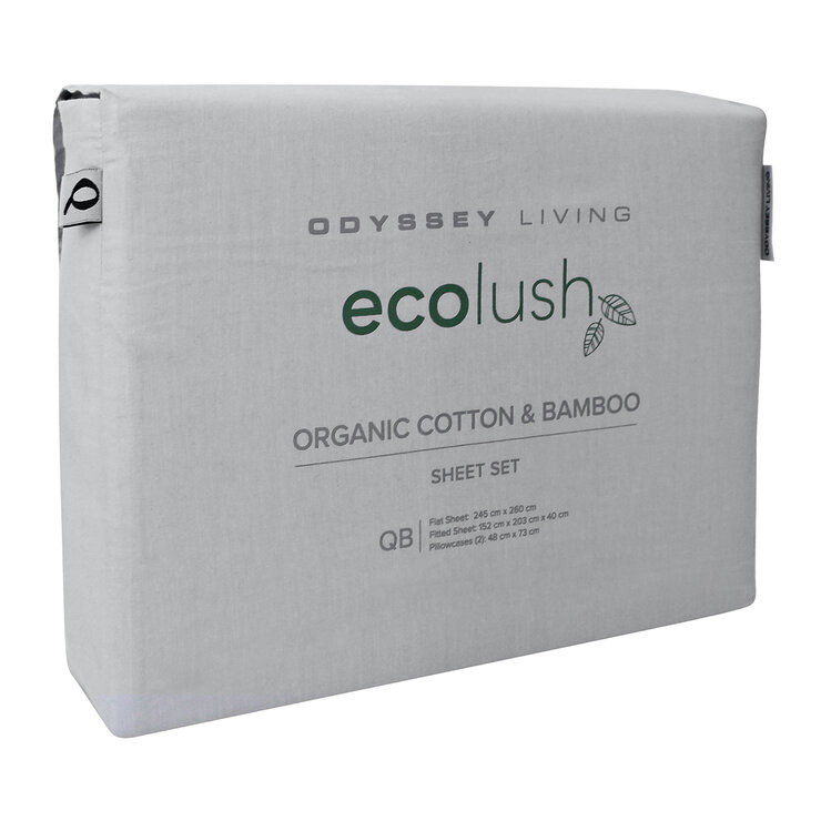 Odyssey Living Eco Lush Organic Cotton and Bamboo King Sheet Set Night Silver