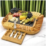 Carrara Bamboo Cheese Board With Stainless Steel Knives
