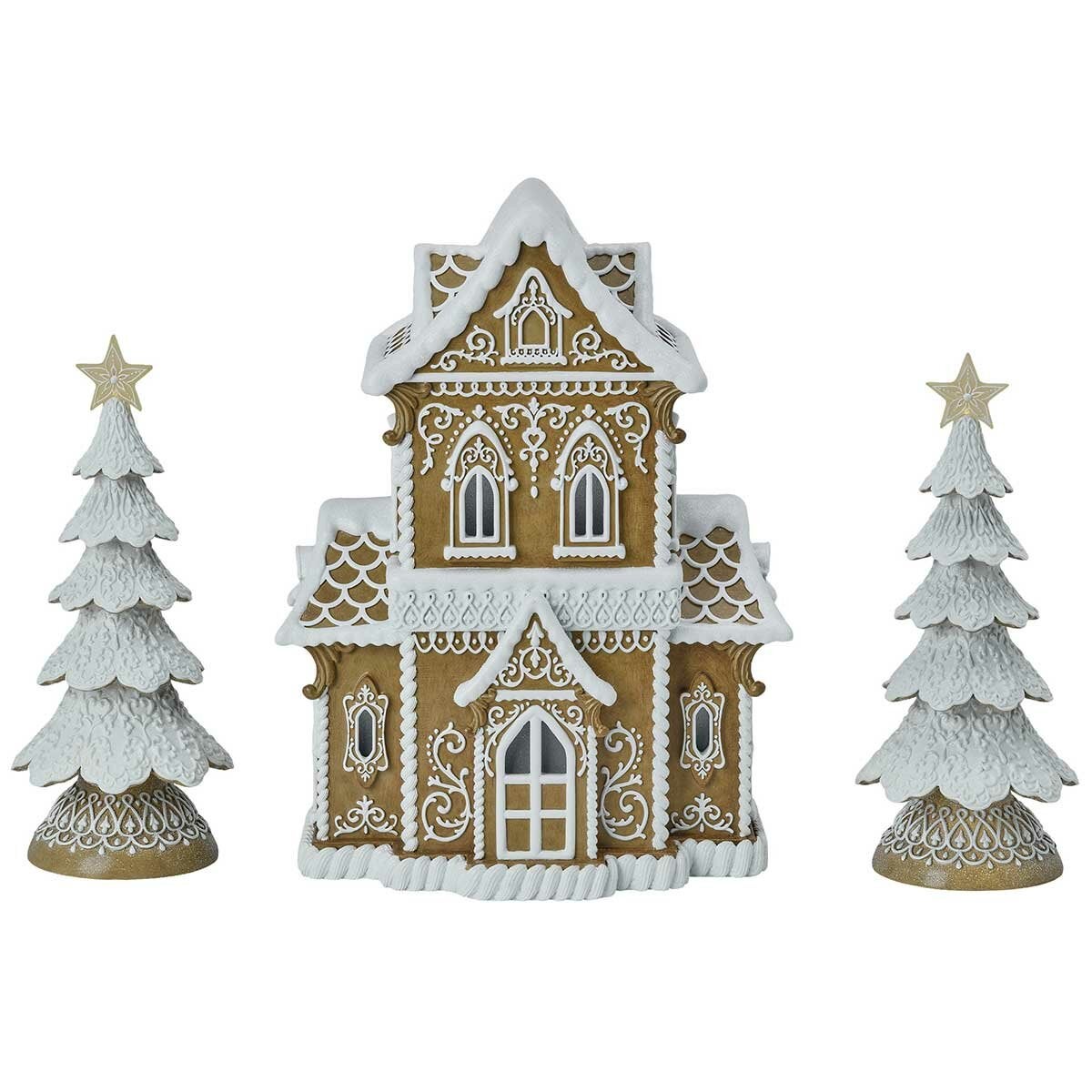 Gingerbread House Set with LED Lights