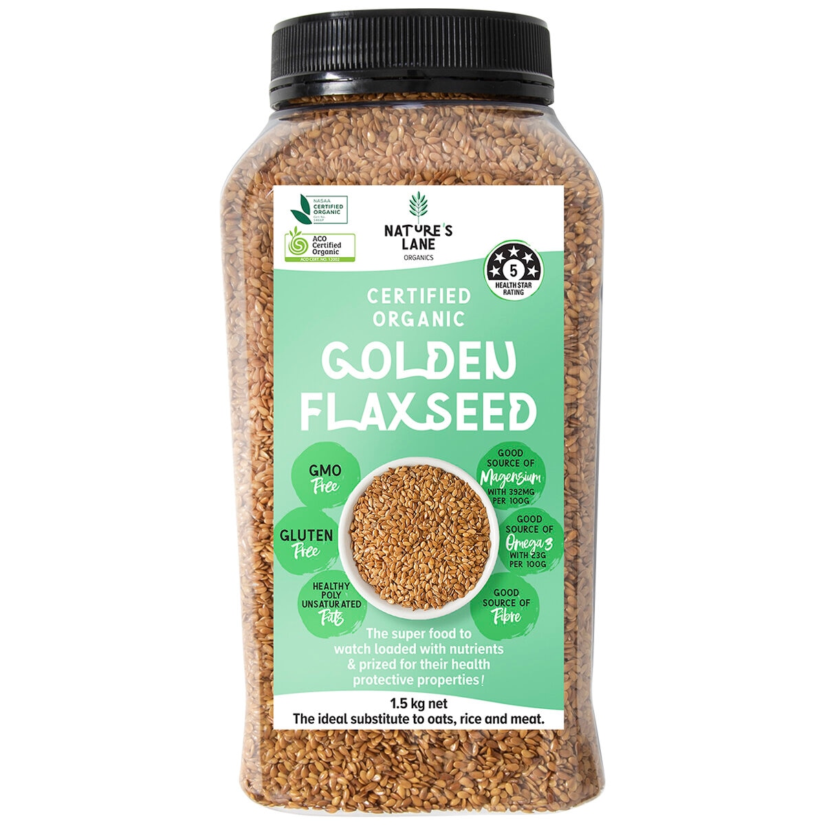 Nature's Lane Organic Gold Flax Seeds 1.5kg