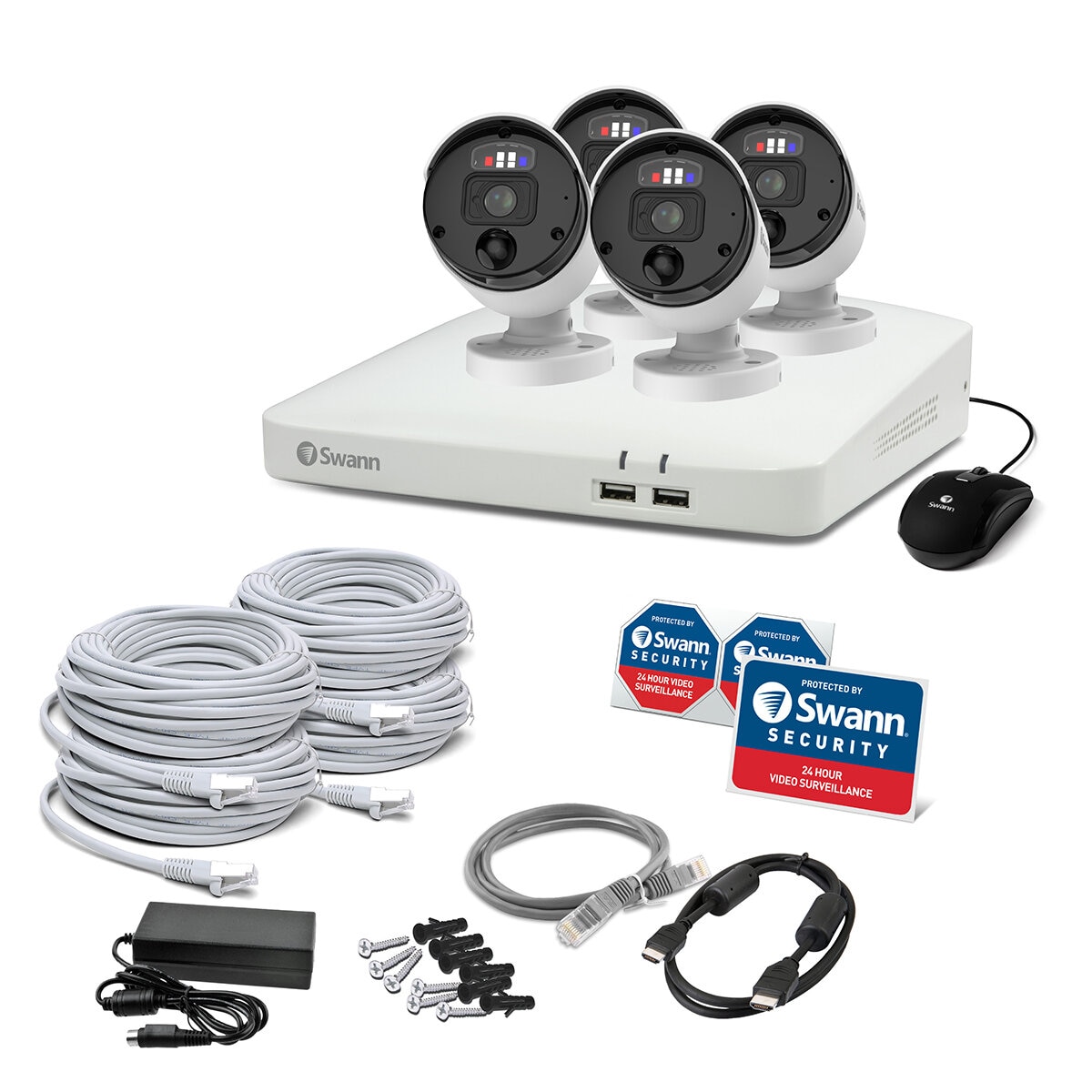 Swann Professional Wired 4K NVR Security System with 4 Wired Bullet Cameras SWNVK-88990W4