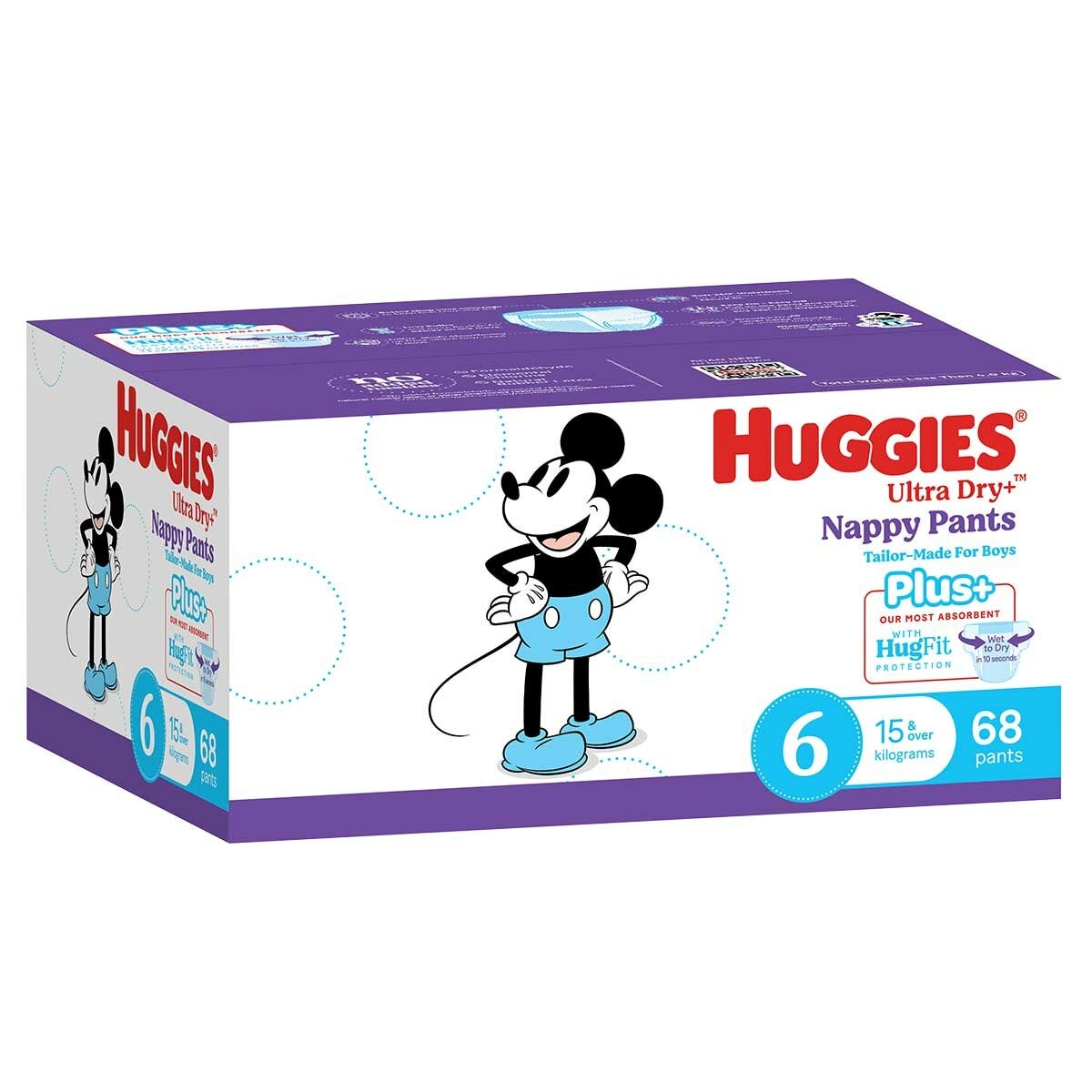 Huggies Nappy Pants+ Size 6 Boy 68 Count
