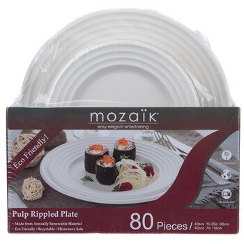 Mozaik Round Rippled Plates 80 Count Mozaik Round Rippled Plates 80 Count