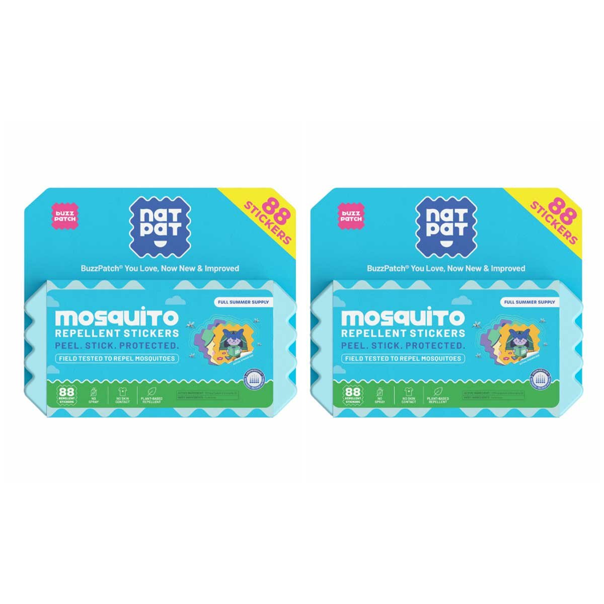 Nat Pat Mosquito Repellent 2 x 88 Stickers