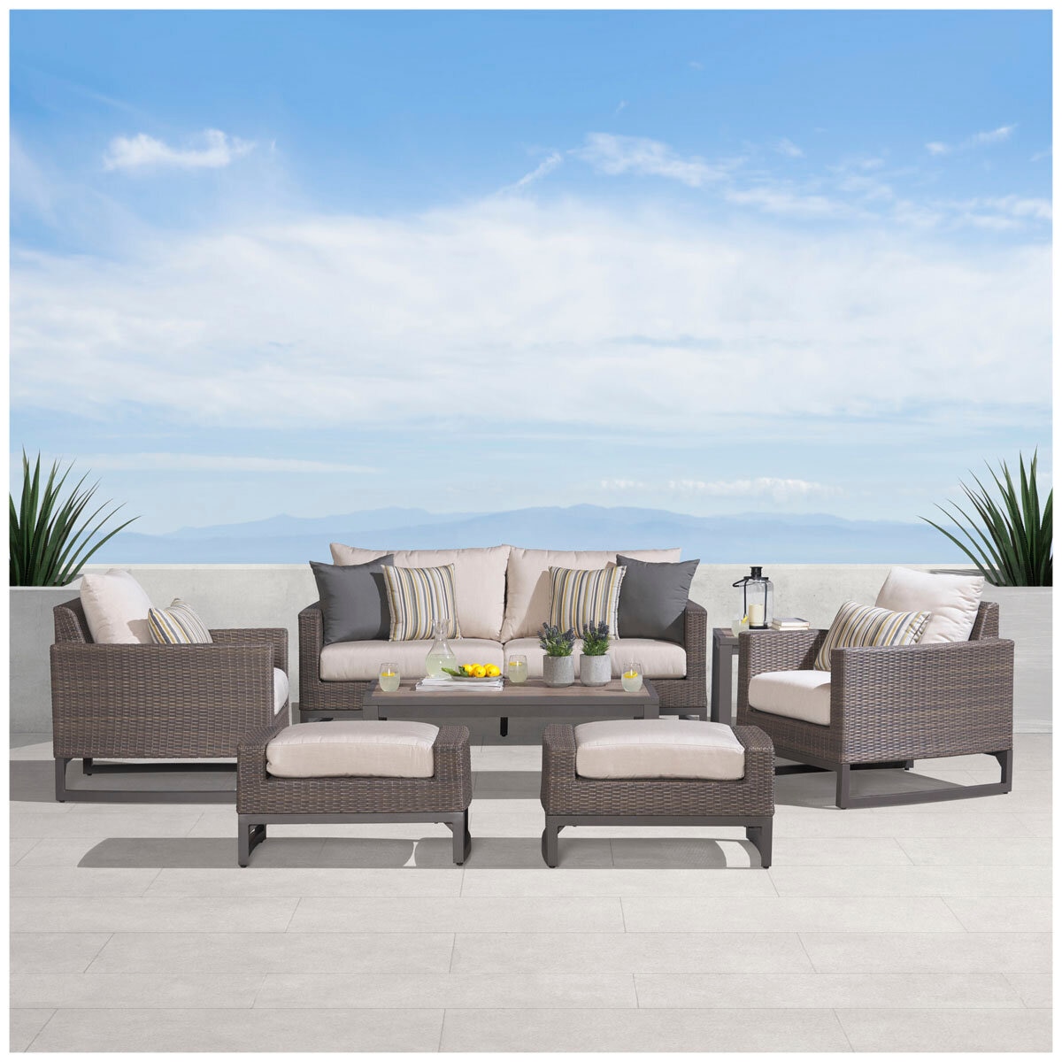 Milea 7 Piece Outdoor Seating Set Brown
