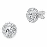 18KT White Gold VS2 I 0.60ctw Round Diamond Double Halo Earrings 18KT White Gold VS2 I 0.60ctw Round Diamond Double Halo Earrings