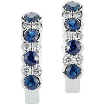 18KT White Gold 0.26ctw Diamond and Blue Sapphire Earrings