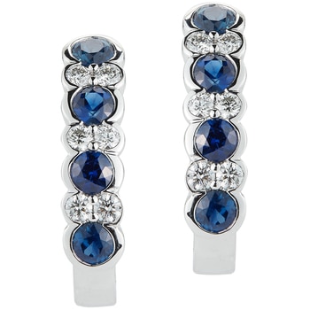 18KT White Gold Sapphire And Diamond Earrings