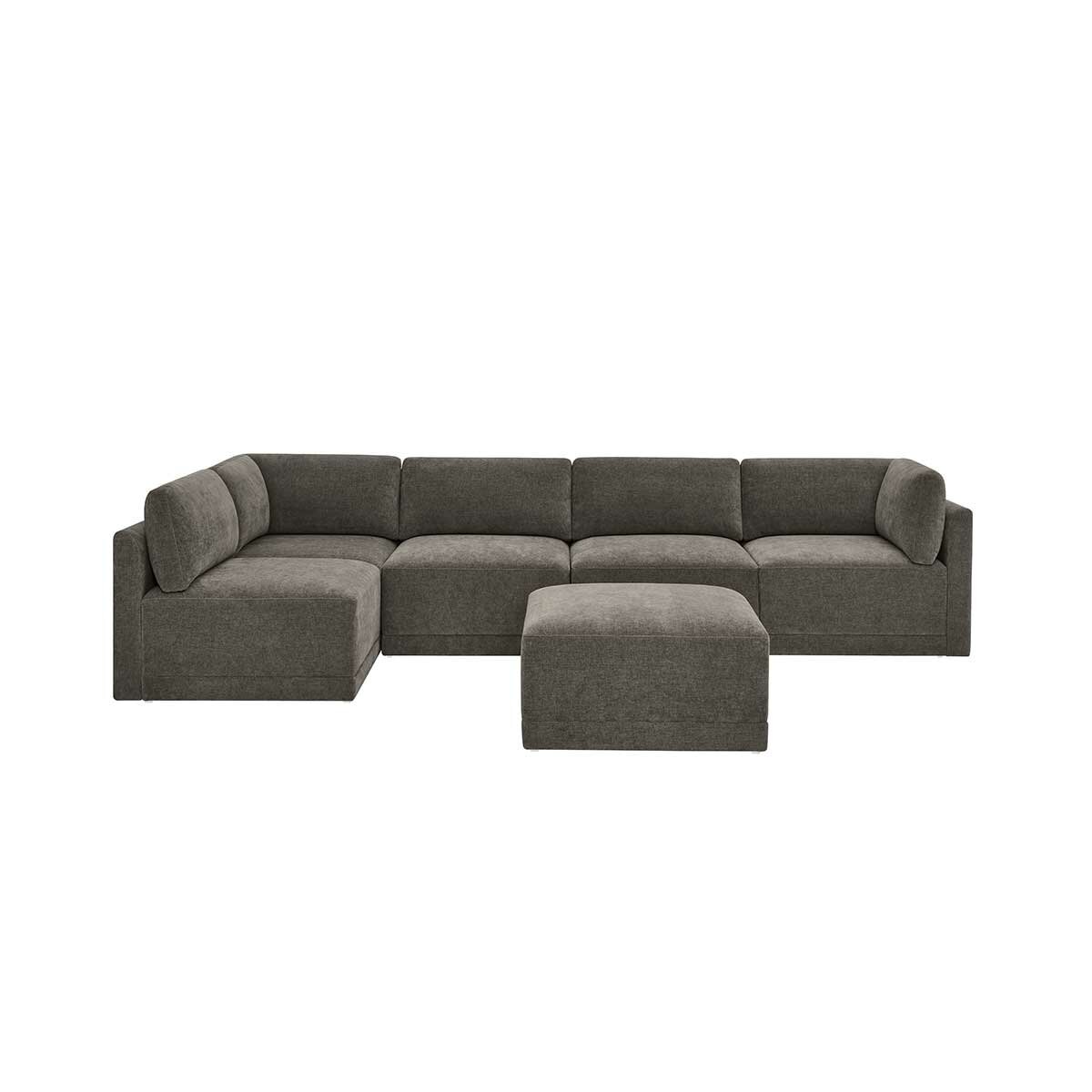 Thomasville 6PC Fabric Modular Sectional with Ottoman Grey
