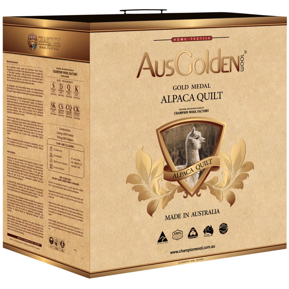 Ausgolden Gold Medal Pure Alpaca Winter Quilt Single