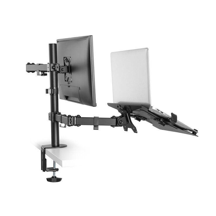 mbeat Activiva Dual-Screen Articulating Monitor Arm with Interchangeable Laptop Holder ACA-BMA-DLH01K mbeat Activiva Dual-Screen Articulating Monitor Arm with Interchangeable Laptop Holder ACA-BMA-DLH01K