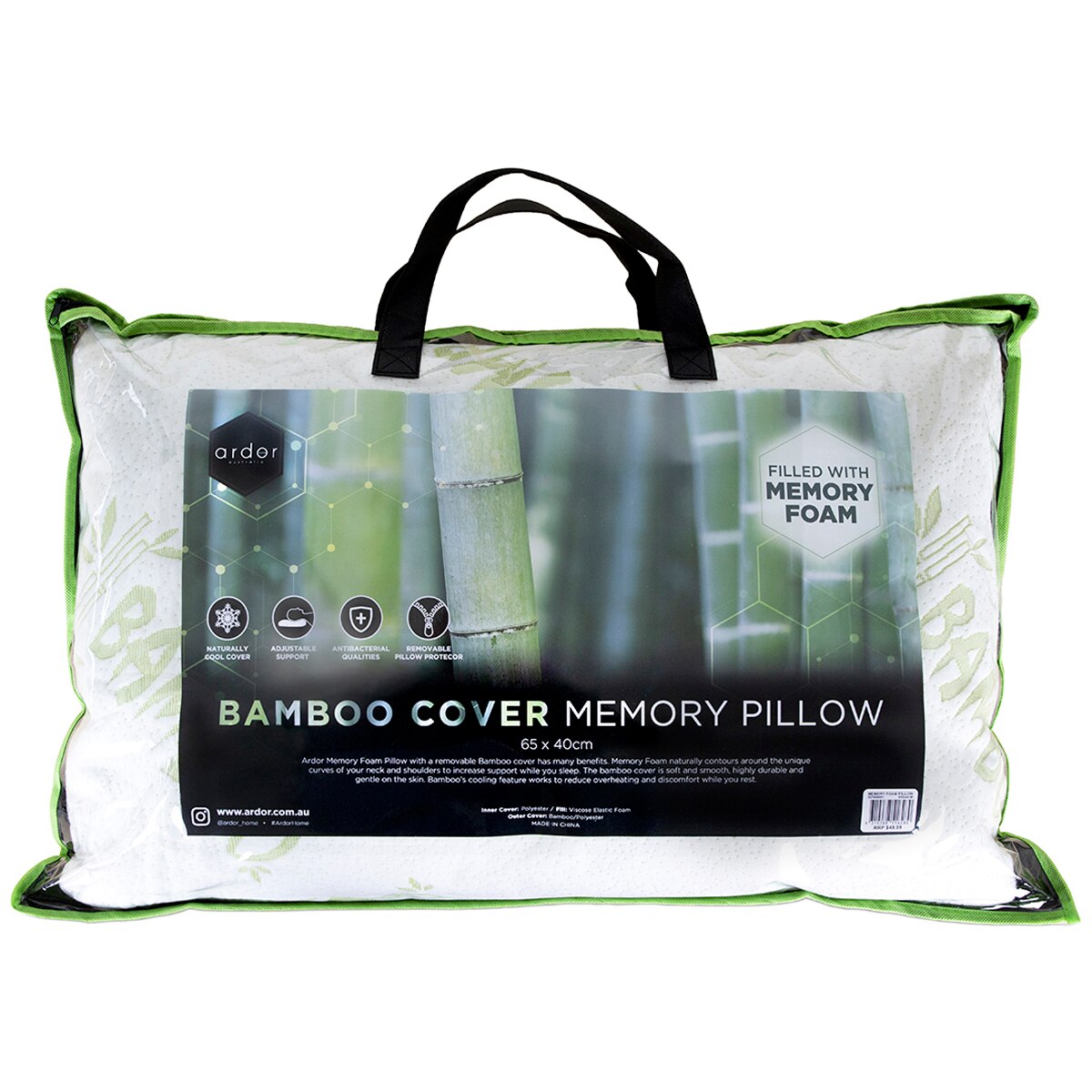Ardor Memory Foam Pillow with Bamboo Cover Costco Austr...