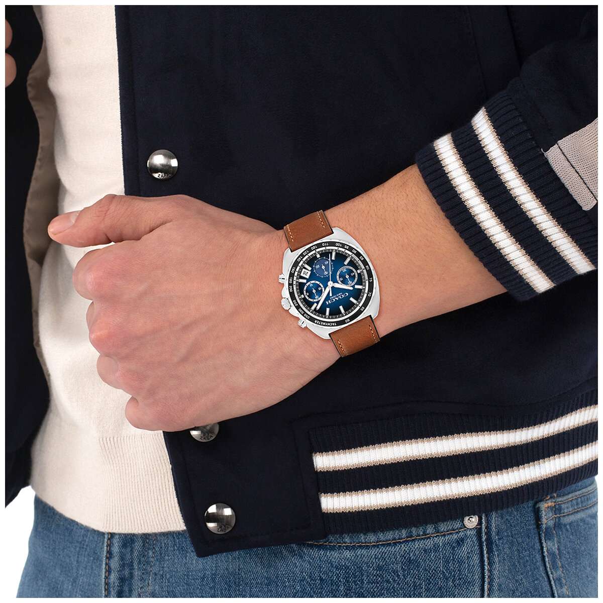 Coach Charter Saddle Leather Strap Blue Dial Men's Watch 14602741