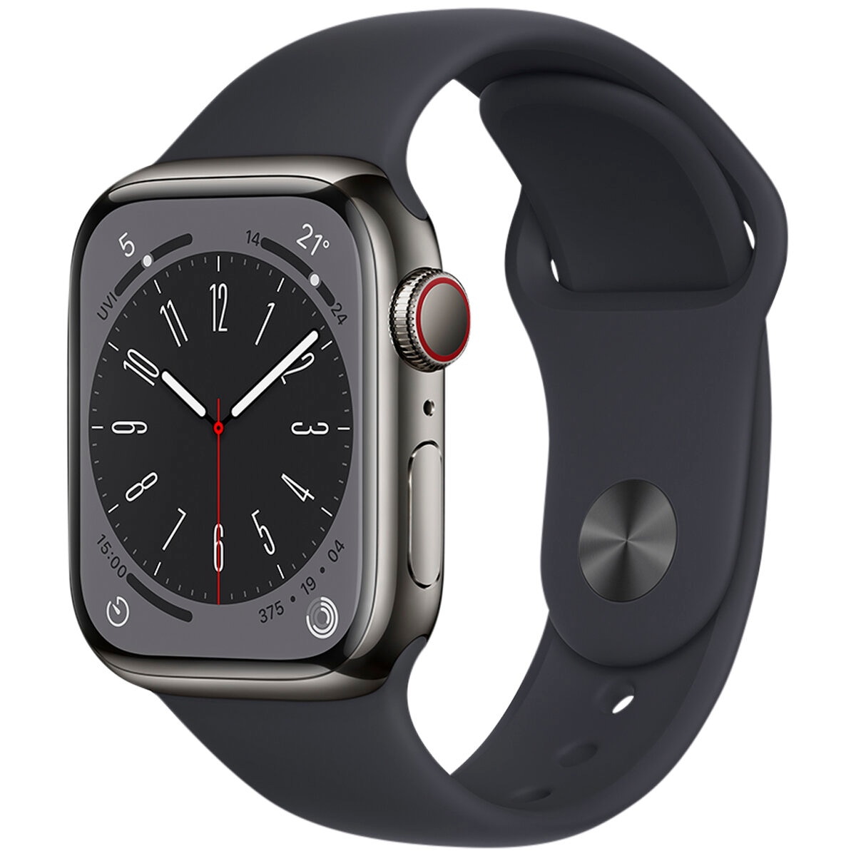 Apple Watch Series 8 GPS + Cellular 41mm Graphite Stainless Steel Case with Midnight Sport Band