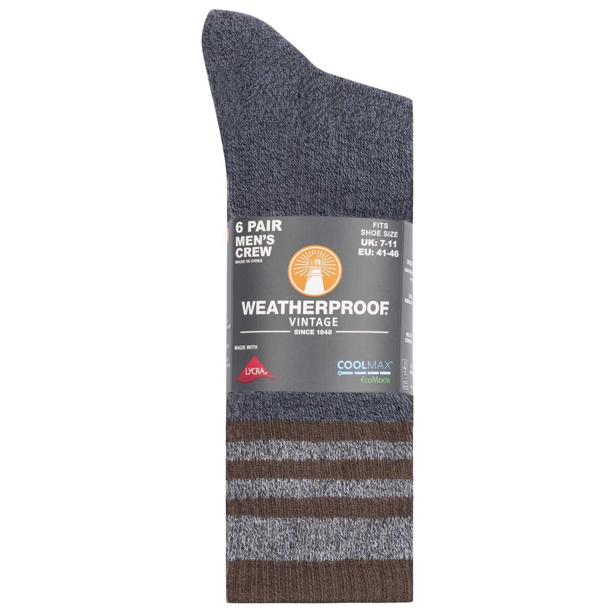 Weatherproof Men's Cool Max Socks Blue And Brown