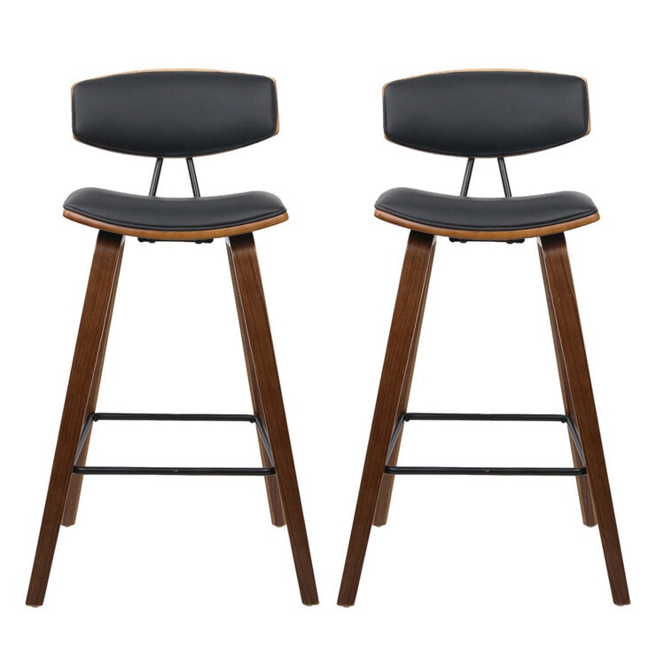 Artiss Cafe Leather Wood Barstool Black 2 Pack Artiss Cafe Leather Wood Barstool Black 2 Pack