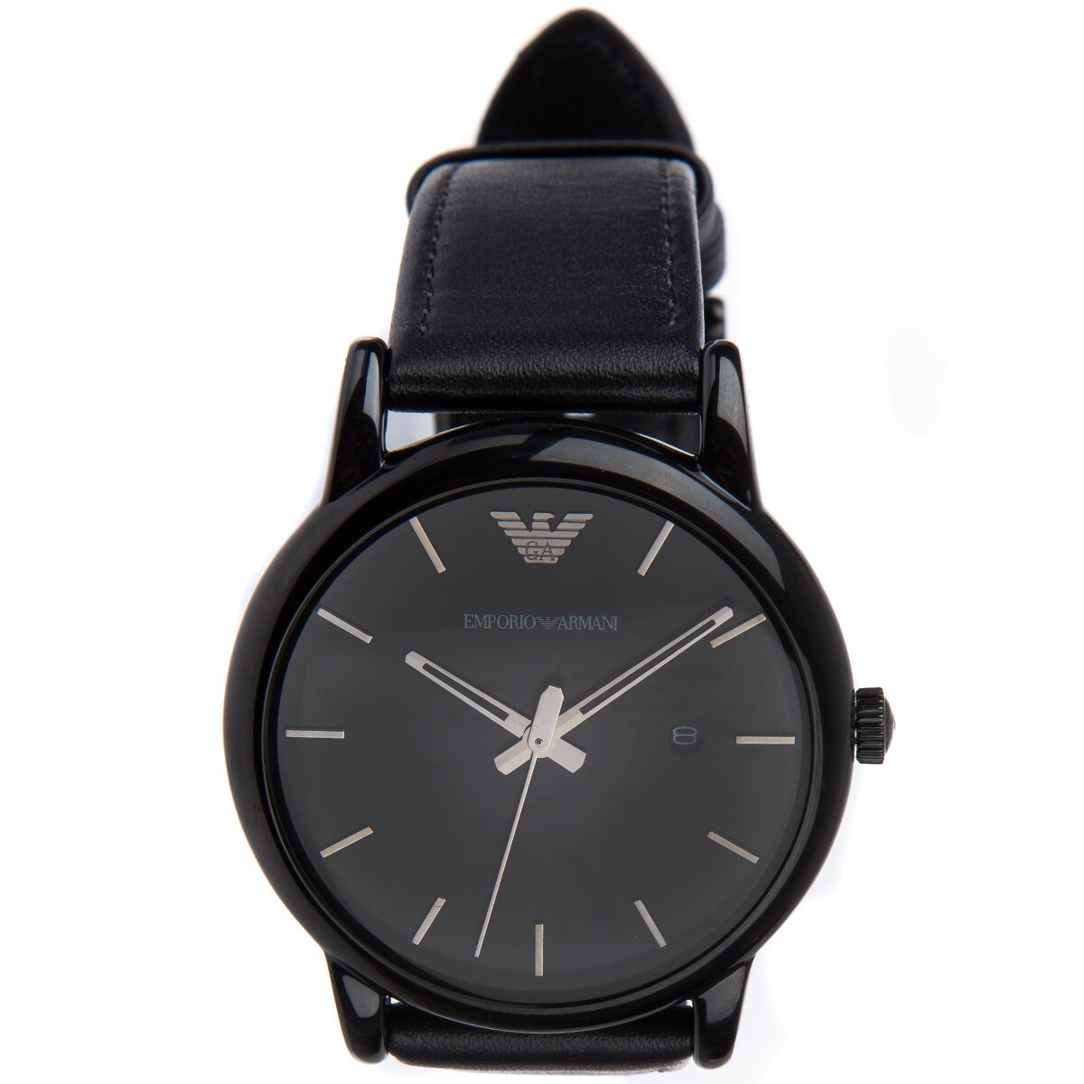 Emporio Armani Men's Three-Hand Date Black Leather Watch AR1732