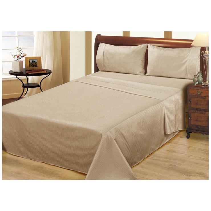 Ramesses 1000 TC Pima Cotton Narrow Stripe King Sheet Set Linen