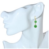 14KT Yellow Gold Dyed Green Jade Round Bezel Hook Earrings
