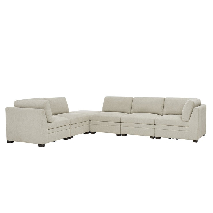 Thomasville 6 Piece Fabric Modular Sectional with Storage Ottoman/