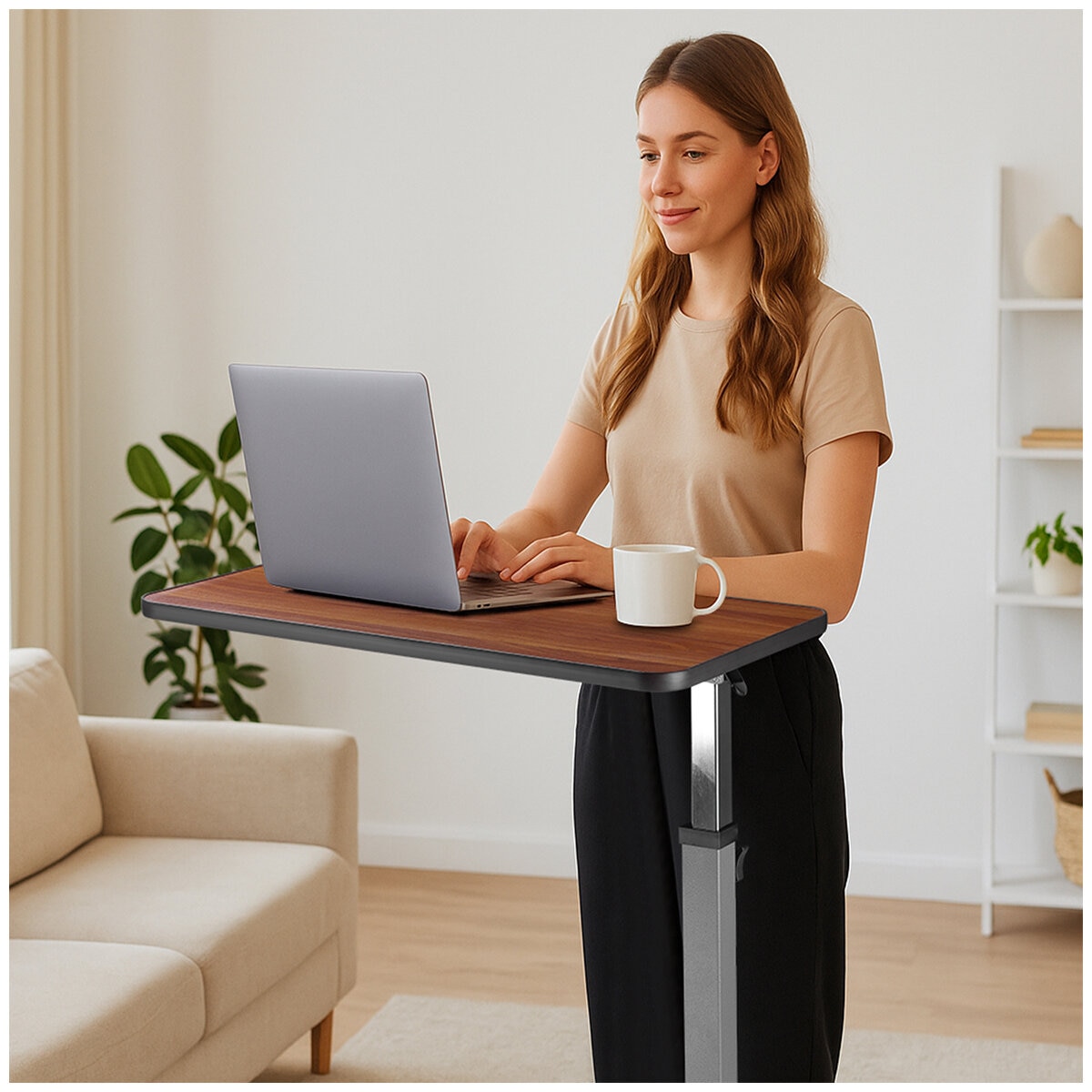 Altus Adjustable Overbed Table with Rolling Lockable Wheels
