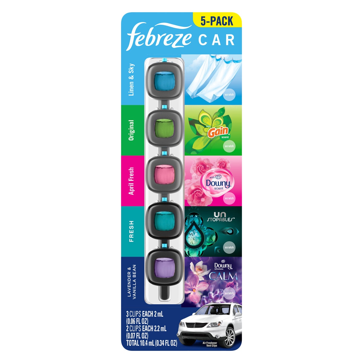 Febreze Mini Car Air Freshener 5 Pack Mixed Scents