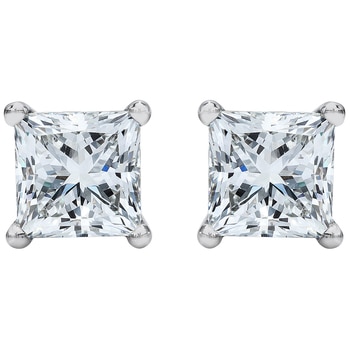 Princess Cut 3.00ctw Diamond Platinum Stud Earrings