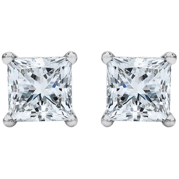 Princess Cut 3.00ctw Diamond Platinum Stud Earrings