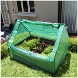 Greenlife Garden Bed Eucalypt Green with Drop Over Greenhouse 120 x 90 x 30 cm