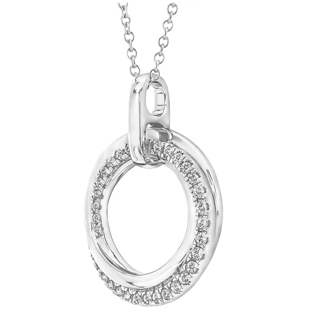 18KT White Gold 0.25ctw Round Diamond Circle Pendant