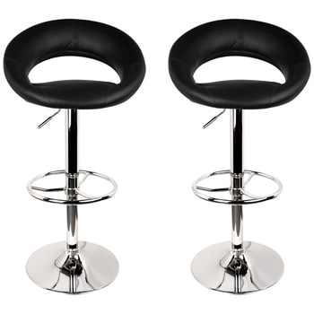 Artiss Rio Gaslift Swivel Barstool Black 2pk