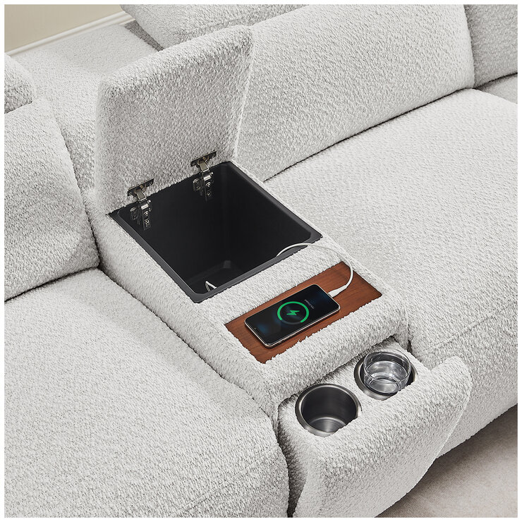 Aiden & Ivy Fabric Power Reclining Sectional With Power Headrests