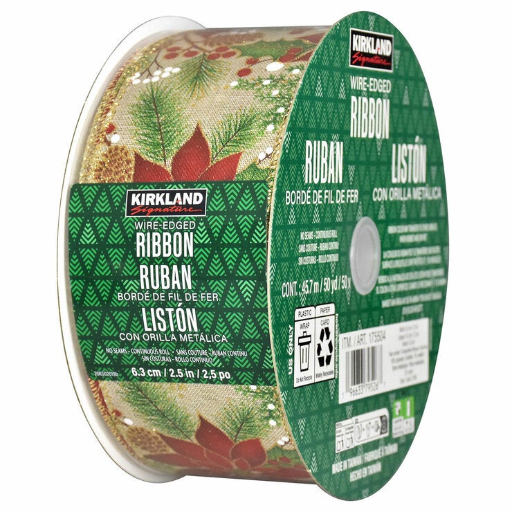 Kirkland Signature Wire Edged Holiday Ribbon 45.7m Kirkland Signature Wire Edged Holiday Ribbon 45.7m