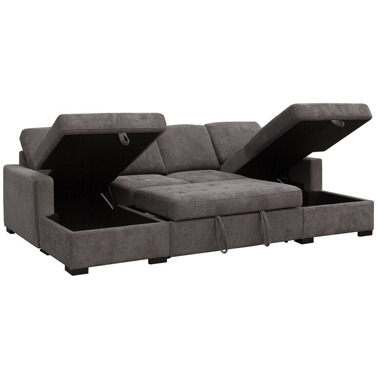 Pulaski Sectional With Double Storage Chaise With Pullout Sleeper Costco Australia