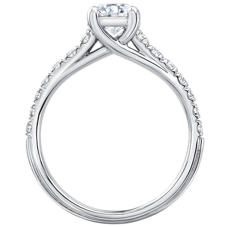 18KT White Gold 0.78ctw Diamond Ring With 0.50ctw Centre Stone
