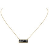 14KT Yellow Gold Black Onyx Rectangle Bezel Necklace 45cm