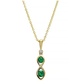 18KT Yellow Gold Lab Emerald And Diamond Pendant