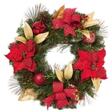 24 in. Decorated Wreath - Red/Gold