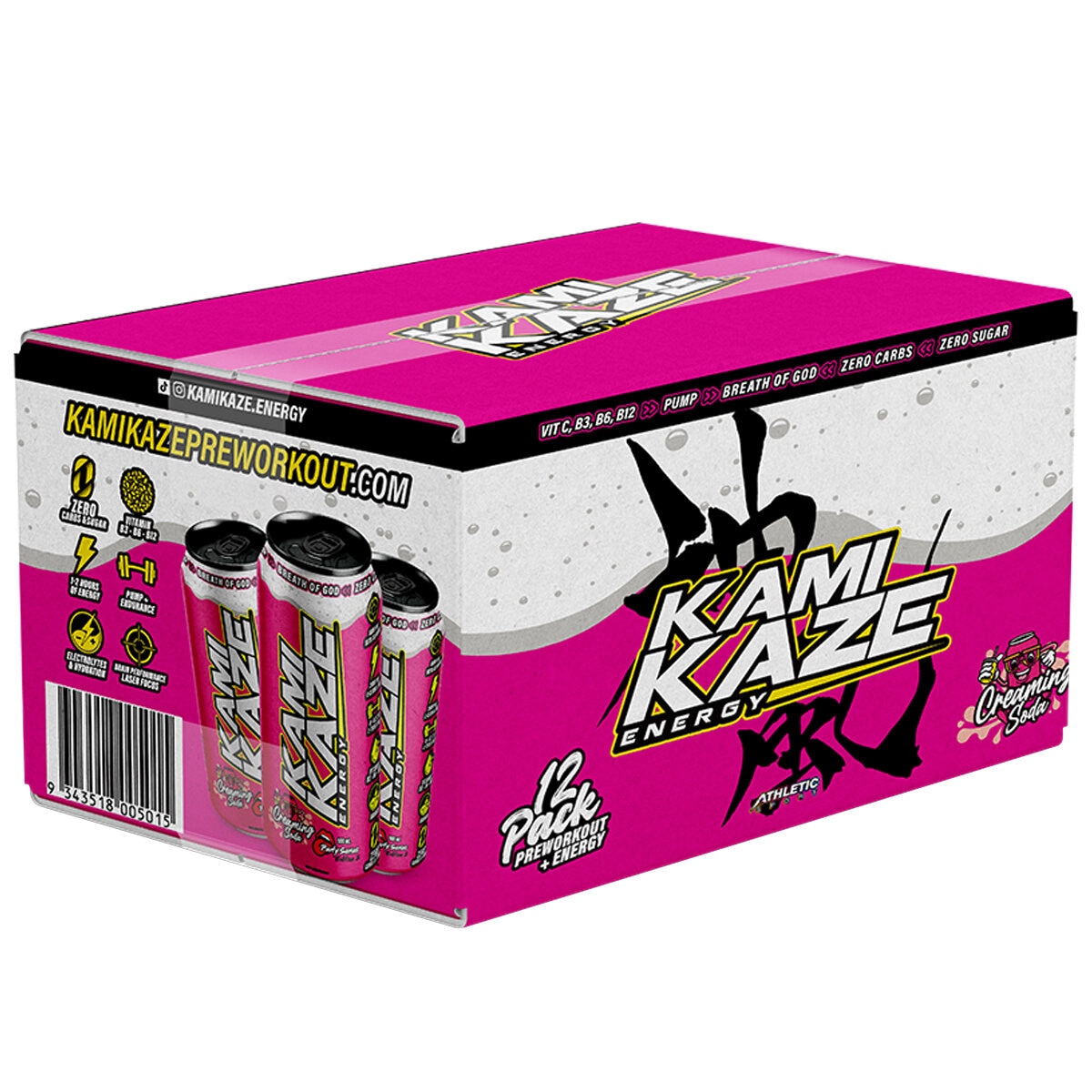 Kamikaze Pre-Workout Energy 12 x 500ml Creaming Soda