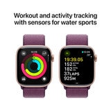 Apple Watch Series 10 GPS 42mm Rose Gold Aluminium Case with Plum Sport Loop