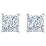 18KT White Gold 0.70ctw Round Brilliant Cut Diamond Square Earrings