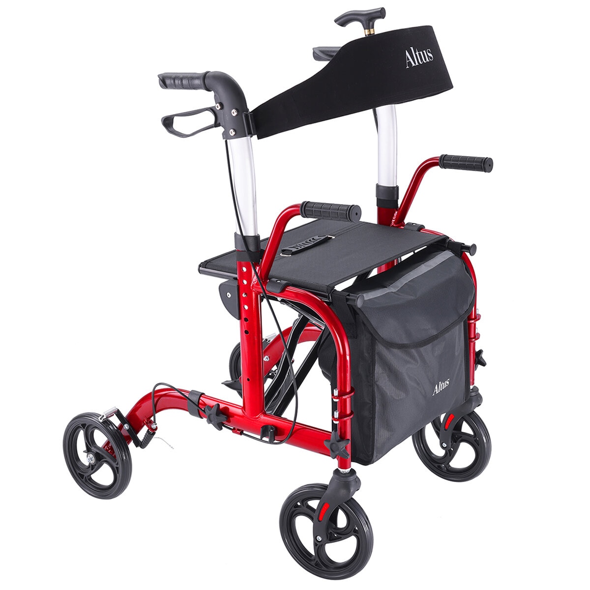 Altus Hybrid Duo 2 In 1 Mobility Rollator And Transit Wheelchair Red