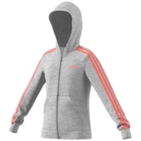 Adidas Girls' 3S Full Zip Hooded Jacket - Light Grey