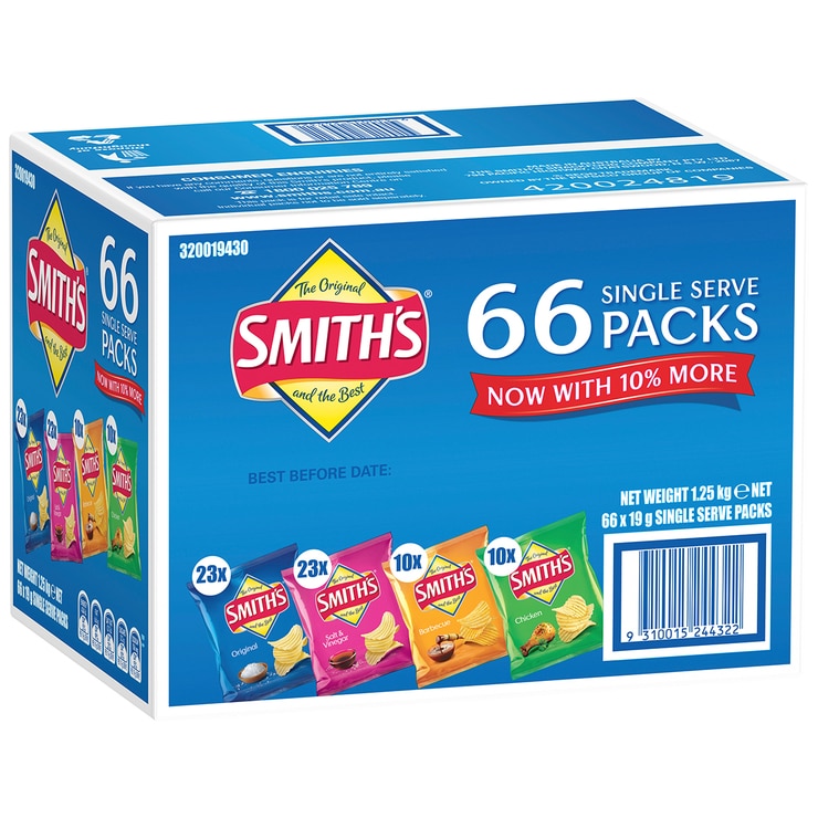 Smith's Crinkle Cut Variety Box 2 x 66 Pack Costco Australia