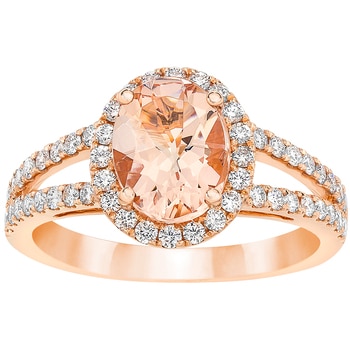18KT Rose Gold Morganite and Diamond Ring