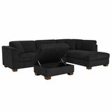 Thomasville 3 Piece Fabric Sectional With Storage Ottoman Thomasville 3 Piece Fabric Sectional With Storage Ottoman