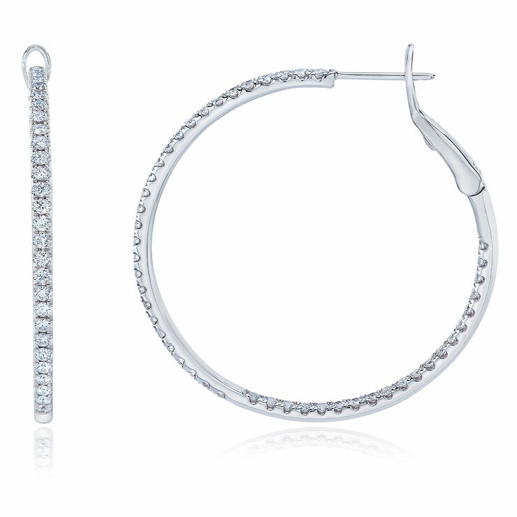 18KT White Gold VS2 I 1.60ctw Diamond Hoop Earrings 18KT White Gold VS2 I 1.60ctw Diamond Hoop Earrings
