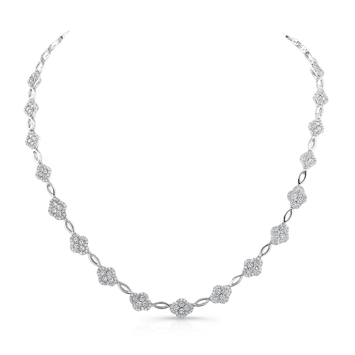 18KT White Gold 5.58 ctw Diamond Link Necklace